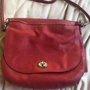Red leather Coach hobo